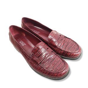 Franco Sarto Red Genuine Leather Gator Skin Penny Loafers